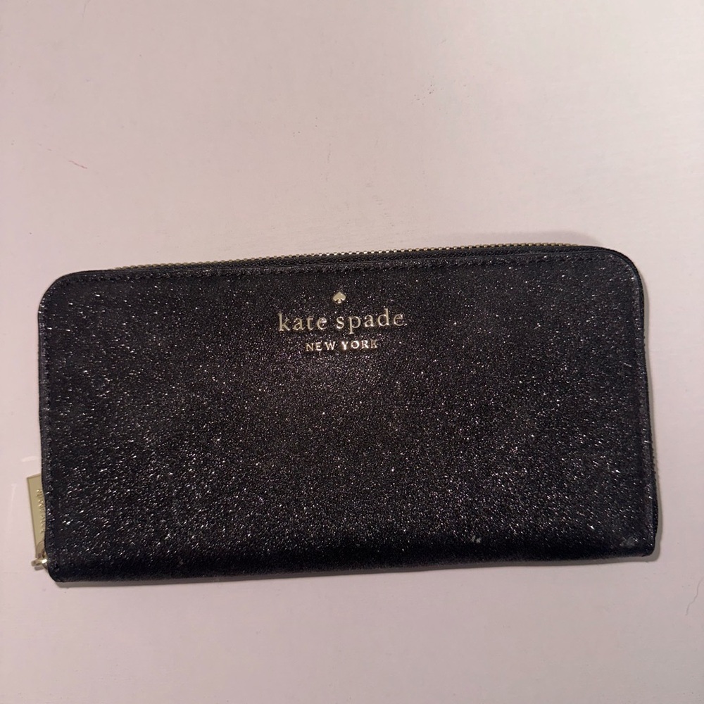 Kate Spade Sparkle Black Zip-Around Wallet